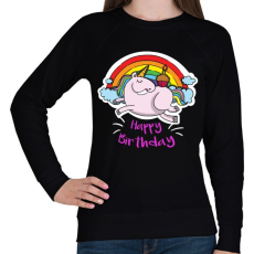 PRINTFASHION Unikornis szülinap - Női pulóver - Fekete