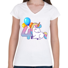 PRINTFASHION Unikornis szülinap! - Női V-nyakú póló - Fehér