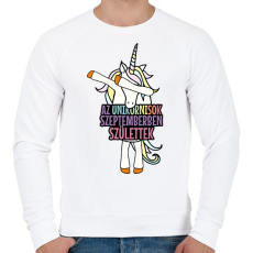 PRINTFASHION Unikornis szülinap szeptember - Férfi pulóver - Fehér