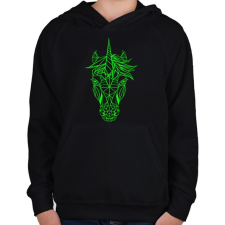 PRINTFASHION Unikornis vektor - Gyerek kapucnis pulóver - Fekete gyerek pulóver, kardigán