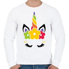 PRINTFASHION Unikornis virágokkal - Férfi pulóver - Fehér