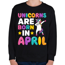 PRINTFASHION Unikornisok áprilisban születnek  - Gyerek pulóver - Fekete gyerek pulóver, kardigán