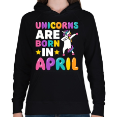 PRINTFASHION Unikornisok áprilisban születnek  - Női kapucnis pulóver - Fekete