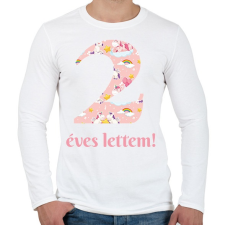 PRINTFASHION Unikornisos minta - Számmal - Férfi hosszú ujjú póló - Fehér férfi póló