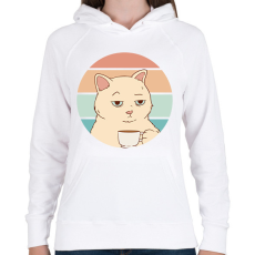 PRINTFASHION Unott macska - Női kapucnis pulóver - Fehér