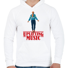 PRINTFASHION Uplifting Music Stranger Things - Férfi kapucnis pulóver - Fehér