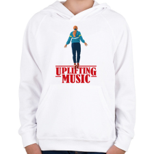 PRINTFASHION Uplifting Music Stranger Things - Gyerek kapucnis pulóver - Fehér gyerek pulóver, kardigán