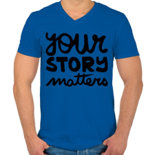 PRINTFASHION UR story matters - Férfi V-nyakú póló - Királykék férfi póló