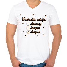 PRINTFASHION Uralkodás szintje - Férfi V-nyakú póló - Fehér férfi póló