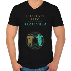 PRINTFASHION UrbanKiz Kizomba táncos S0206 gold-green - Férfi V-nyakú póló - Fekete