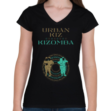 PRINTFASHION UrbanKiz Kizomba táncos S0206 gold-green - Női V-nyakú póló - Fekete női póló