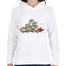 PRINTFASHION Űrhajós a motoron - Női kapucnis pulóver - Fehér női pulóver, kardigán