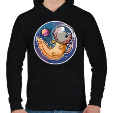 PRINTFASHION Űrhajós axolotl - Férfi kapucnis pulóver - Fekete
