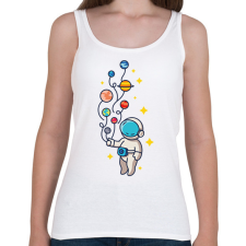 PRINTFASHION Űrhajós bolygókkal - Női atléta - Fehér női trikó