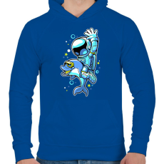 PRINTFASHION Űrhajós és a delfin - Férfi kapucnis pulóver - Királykék