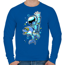 PRINTFASHION Űrhajós és a delfin - Férfi pulóver - Királykék férfi pulóver, kardigán