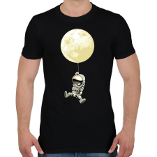 PRINTFASHION Űrhajós és a hold lufi - Férfi póló - Fekete férfi póló