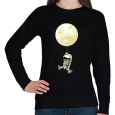 PRINTFASHION Űrhajós és a hold lufi - Női pulóver - Fekete