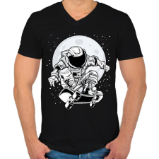PRINTFASHION űrhajós - Férfi V-nyakú póló - Fekete férfi póló