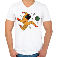PRINTFASHION Űrhajós focista - Férfi V-nyakú póló - Fehér