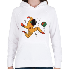 PRINTFASHION Űrhajós focista - Női kapucnis pulóver - Fehér