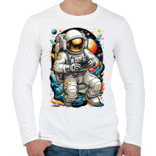 PRINTFASHION Űrhajós gamer - Férfi hosszú ujjú póló - Fehér férfi póló