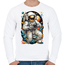 PRINTFASHION Űrhajós gamer - Férfi pulóver - Fehér férfi pulóver, kardigán