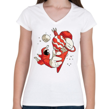 PRINTFASHION Űrhajós jégkrém - Női V-nyakú póló - Fehér női póló