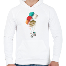 PRINTFASHION Űrhajós lufikkal - Férfi kapucnis pulóver - Fehér férfi pulóver, kardigán