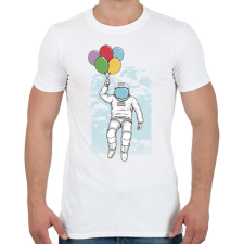 PRINTFASHION Űrhajós lufikkal - Férfi póló - Fehér férfi póló