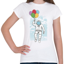 PRINTFASHION Űrhajós lufikkal - Női póló - Fehér női póló