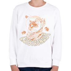 PRINTFASHION Űrhajós macska - Gyerek pulóver - Fehér
