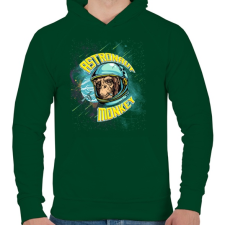 PRINTFASHION Űrhajós majom - Férfi kapucnis pulóver - Sötétzöld férfi pulóver, kardigán