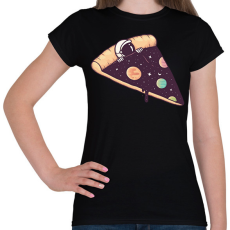 PRINTFASHION Űrhajós pizza - Női póló - Fekete