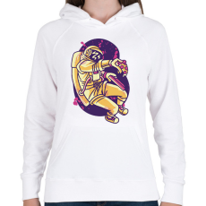 PRINTFASHION Űrhajós pizzával - Női kapucnis pulóver - Fehér