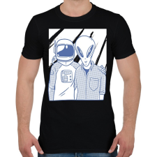 PRINTFASHION Űrlény és Űrhajós - Férfi póló - Fekete férfi póló