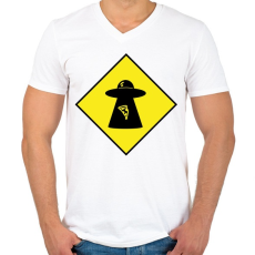 PRINTFASHION Űrlény - Férfi V-nyakú póló - Fehér