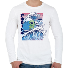 PRINTFASHION Űrlény szörf - Férfi hosszú ujjú póló - Fehér