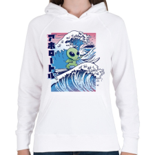 PRINTFASHION Űrlény szörf - Női kapucnis pulóver - Fehér női pulóver, kardigán
