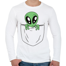 PRINTFASHION Űrlény zsebminta - Férfi hosszú ujjú póló - Fehér