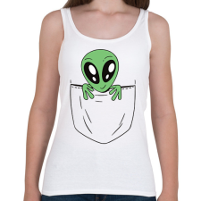 PRINTFASHION Űrlény zsebminta - Női atléta - Fehér női trikó