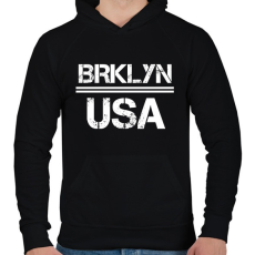 PRINTFASHION Usa brooklyn - Férfi kapucnis pulóver - Fekete