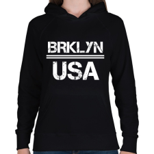 PRINTFASHION Usa brooklyn - Női kapucnis pulóver - Fekete női pulóver, kardigán
