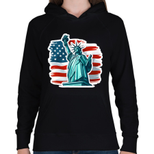 PRINTFASHION Usa liberty - Női kapucnis pulóver - Fekete női pulóver, kardigán