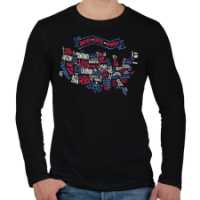 PRINTFASHION USA - rajzos térkép - Amerikai Egyesült Államok - Férfi hosszú ujjú póló - Fekete férfi póló