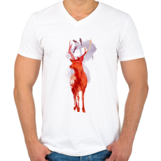 PRINTFASHION Useless deer - Férfi V-nyakú póló - Fehér