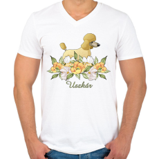 PRINTFASHION Uszkár - Férfi V-nyakú póló - Fehér