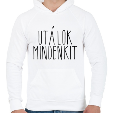 PRINTFASHION utálok mindenkit - Férfi kapucnis pulóver - Fehér