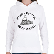 PRINTFASHION Utálom a nagyhasút - Női kapucnis pulóver - Fehér női pulóver, kardigán