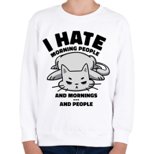 PRINTFASHION Utálom a reggeleket - Gyerek pulóver - Fehér gyerek pulóver, kardigán